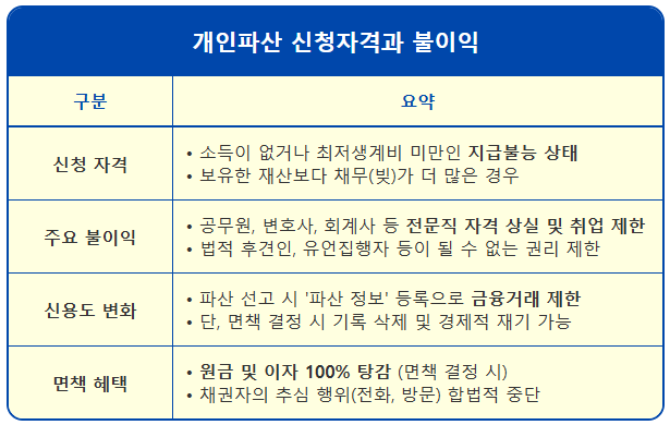 개인회생 개인파산 신청자격과 불이익 1