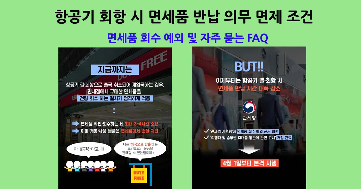항공기회항시면세품반납의무
