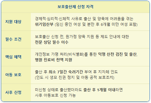 신원 미공개 보호출산제 신청 자격과 병원 이용법 1